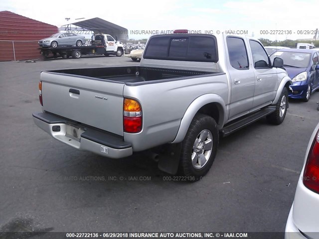 5TEGN92N14Z323556 - 2004 TOYOTA TACOMA DOUBLE CAB PRERUNNER GRAY photo 4
