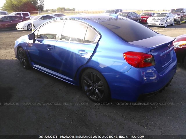 JF1VA1F67H9818245 - 2017 SUBARU WRX PREMIUM BLUE photo 3