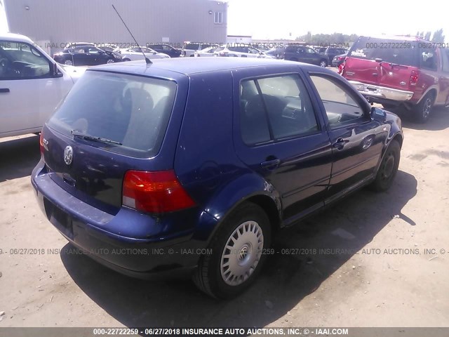 9BWGK61JX24007655 - 2002 VOLKSWAGEN GOLF GLS BLUE photo 4