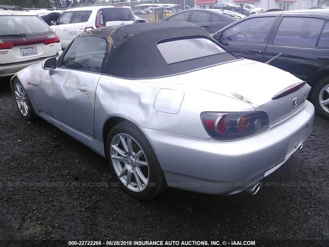 JHMAP21445S008576 - 2005 HONDA S2000 SILVER photo 3