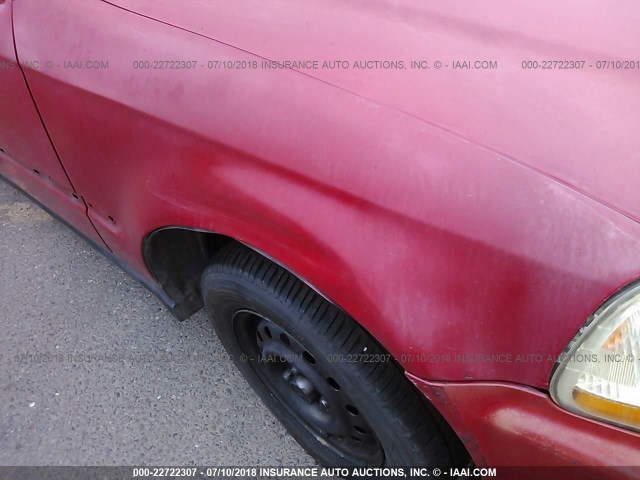 2HGEJ6425TH117379 - 1996 HONDA CIVIC CX RED photo 6