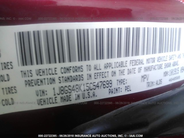 1J8GS48K15C547699 - 2005 JEEP GRAND CHEROKEE LAREDO/COLUMBIA/FREEDOM 勃艮第红 照片 9