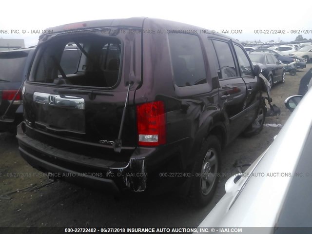 5FNYF4H24BB024093 - 2011 HONDA PILOT LX MAROON photo 4