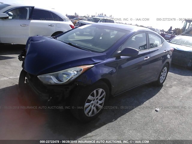 5NPDH4AE1BH030576 - 2011 HYUNDAI ELANTRA GLS/LIMITED BLUE photo 2