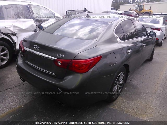 JN1BV7ARXEM694599 - 2014 INFINITI Q50 PREMIUM/SPORT GRAY photo 4