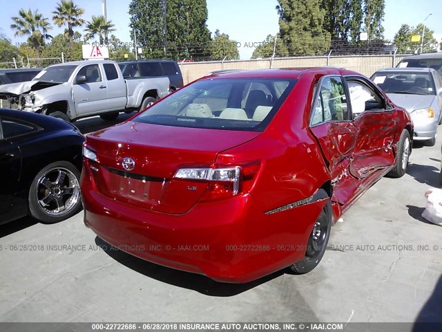 4T1BF1FK7EU807732 - 2014 TOYOTA CAMRY L/SE/LE/XLE RED photo 4