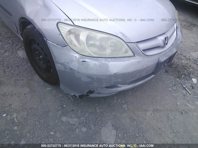 2HGES16365H577479 - 2005 HONDA CIVIC DX VP SILVER photo 6