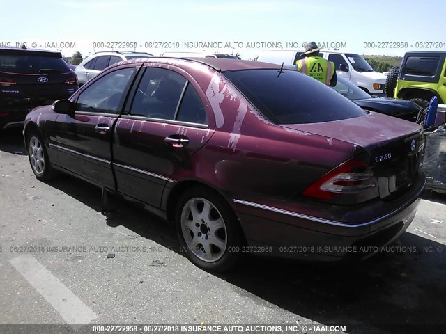 WDBRF61J62F277962 - 2002 MERCEDES-BENZ C 240 BURGUNDY photo 3