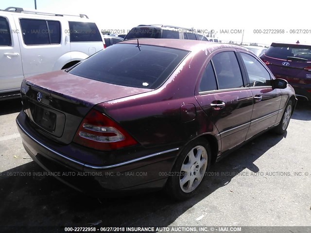 WDBRF61J62F277962 - 2002 MERCEDES-BENZ C 240 BURGUNDY photo 4