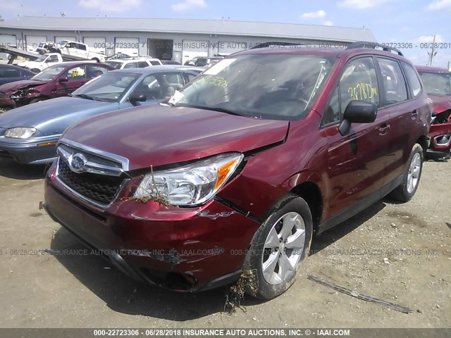 JF2SJABC9FH576295 - 2015 SUBARU FORESTER 2.5I MAROON photo 2