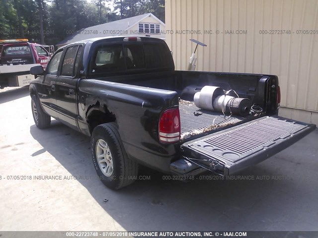 1B7GG2AN21S201095 - 2001 DODGE DAKOTA QUAD BLACK photo 3