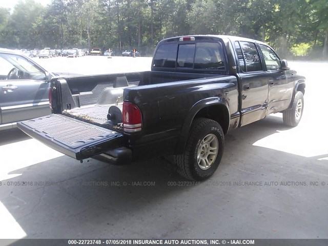 1B7GG2AN21S201095 - 2001 DODGE DAKOTA QUAD BLACK photo 4