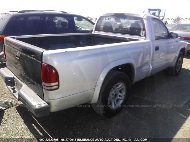 1D7FL16K84S612396 - 2004 DODGE DAKOTA SXT SILVER photo 4