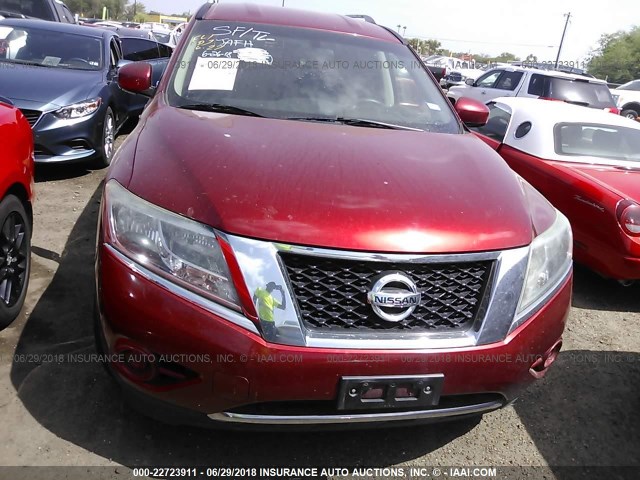 5N1AR2MN4EC710564 - 2014 NISSAN PATHFINDER S/SV/SL/PLATINUM RED photo 6