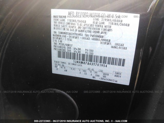 1LNHM87A43Y701954 - 2003 LINCOLN LS 黑色 照片 9