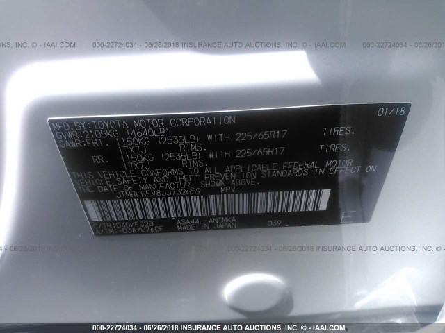 JTMRFREV8JJ732659 - 2018 TOYOTA RAV4 ADVENTURE/XLE თეთრი ფოტო 9