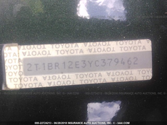 2T1BR12E3YC379462 - 2000 TOYOTA COROLLA VE/CE/LE 绿色 照片 9