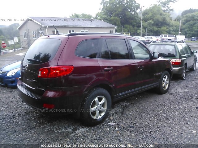 5NMSG13D98H163704 - 2008 HYUNDAI SANTA FE GLS MAROON photo 4