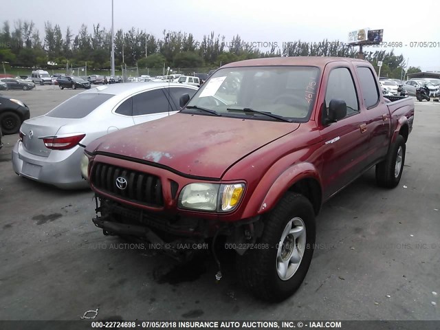 5TEGM92N54Z461751 - 2004 TOYOTA TACOMA DOUBLE CAB PRERUNNER RED photo 2