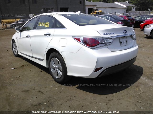 KMHEC4A41FA138926 - 2015 HYUNDAI SONATA HYBRID/LIMITED WHITE photo 3