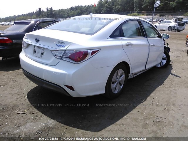 KMHEC4A41FA138926 - 2015 HYUNDAI SONATA HYBRID/LIMITED WHITE photo 4