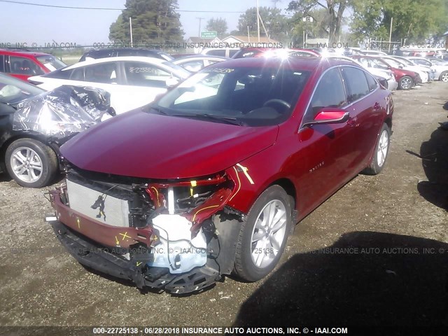 1G1ZE5ST3GF275018 - 2016 CHEVROLET MALIBU LT MAROON photo 2