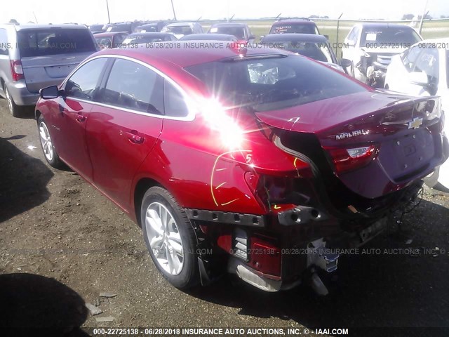 1G1ZE5ST3GF275018 - 2016 CHEVROLET MALIBU LT MAROON photo 3