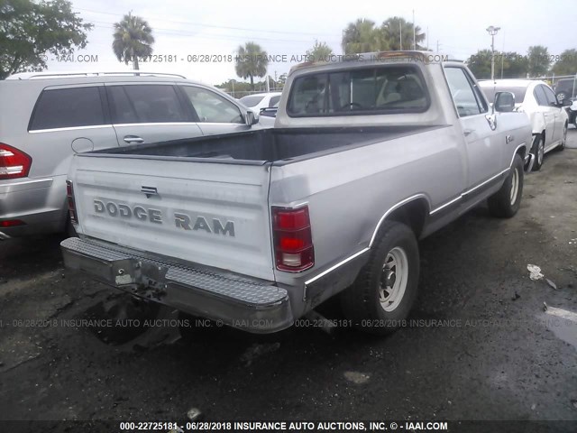 1B7FE06Y9KS091236 - 1989 DODGE D-SERIES D100 SILVER photo 4