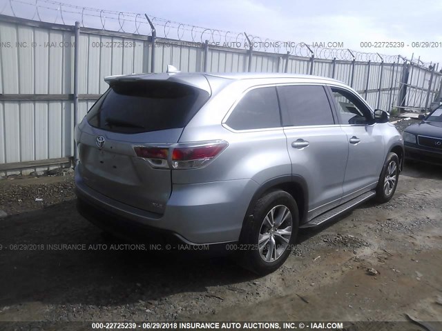 5TDKKRFH0ES035758 - 2014 TOYOTA HIGHLANDER XLE ლურჯი ფოტო 4