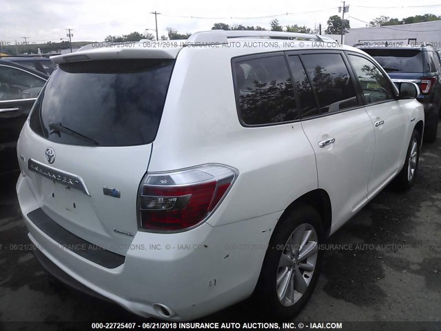 JTEEW44A692029823 - 2009 TOYOTA HIGHLANDER HYBRID LIMITED WHITE photo 4