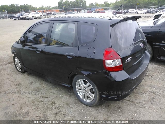 JHMGD38628S046621 - 2008 HONDA FIT SPORT შავი ფოტო 3