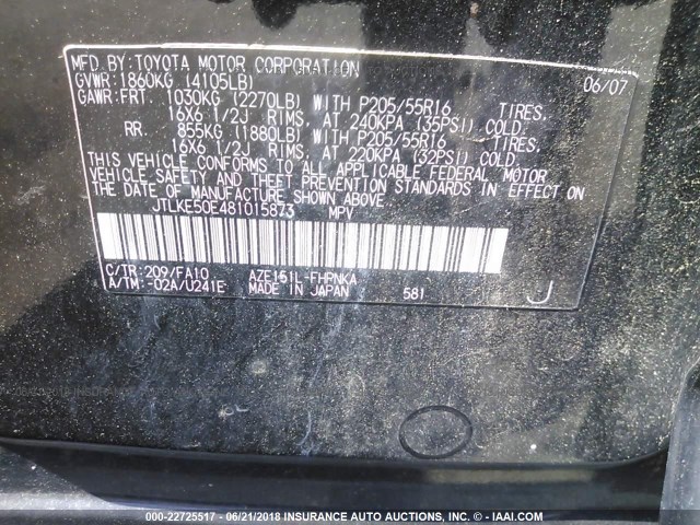 JTLKE50E481015873 - 2008 TOYOTA SCION XB შავი ფოტო 9