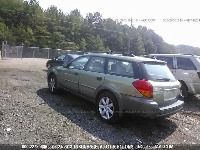 4S4BP61C267343825 - 2006 SUBARU LEGACY OUTBACK 2.5I GREEN photo 3