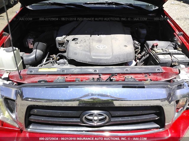 5TELU42N75Z120435 - 2005 TOYOTA TACOMA DOUBLE CAB 红色 照片 10