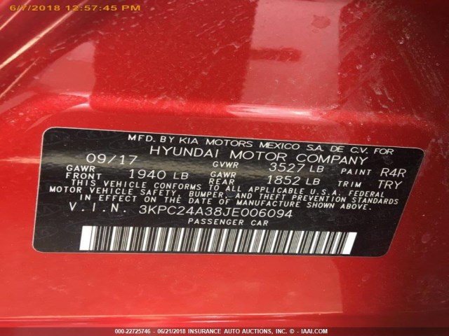 3KPC24A38JE006094 - 2018 HYUNDAI ACCENT SEL RED photo 11