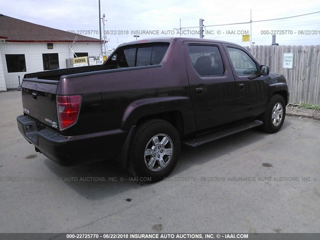 5FPYK1F46BB002795 - 2011 HONDA RIDGELINE RTS RED photo 4