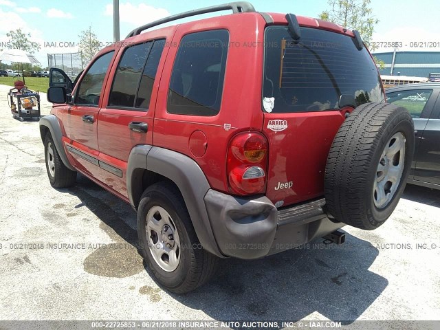 1J4FK48194W273685 - 2004 JEEP LIBERTY SPORT RED photo 3