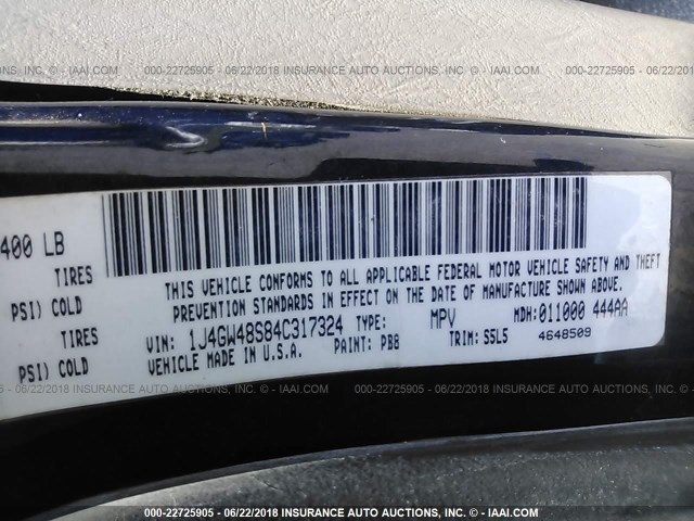 1J4GW48S84C317324 - 2004 JEEP GRAND CHEROKEE LAREDO/COLUMBIA/FREEDOM 蓝色 照片 9