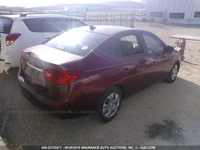 KMHDU4AD9AU840959 - 2010 HYUNDAI ELANTRA BLUE/GLS/SE BURGUNDY photo 4