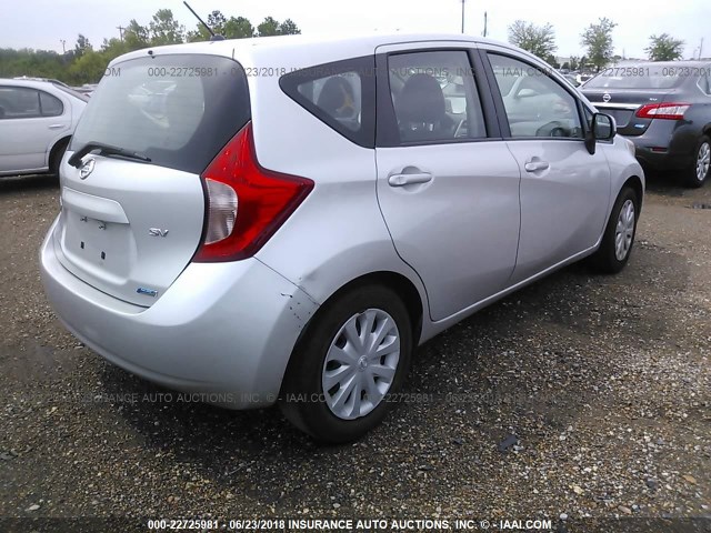 3N1CE2CP3EL418021 - 2014 NISSAN VERSA NOTE S/S PLUS/SV/SL SILVER photo 4