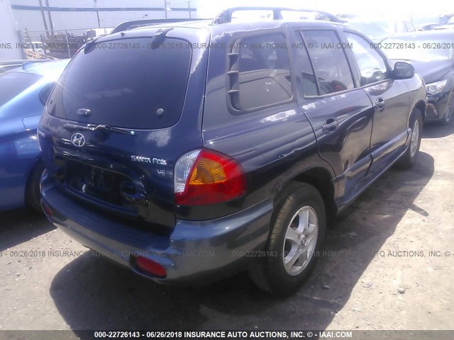 KM8SC13DX4U695263 - 2004 HYUNDAI SANTA FE GLS/LX BLUE photo 4