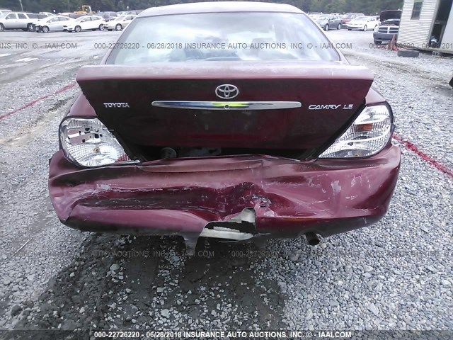 4T1BE32K84U334684 - 2004 TOYOTA CAMRY LE/XLE/SE 勃艮第红 照片 6