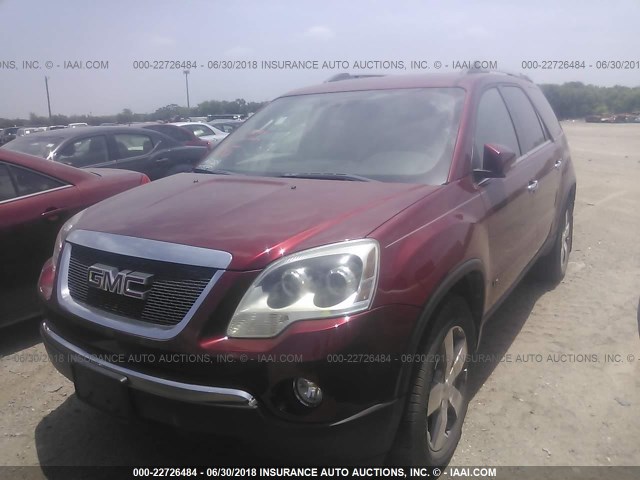 1GKLRMED7AJ139726 - 2010 GMC ACADIA SLT-1 Czerwony zdjęcie 2