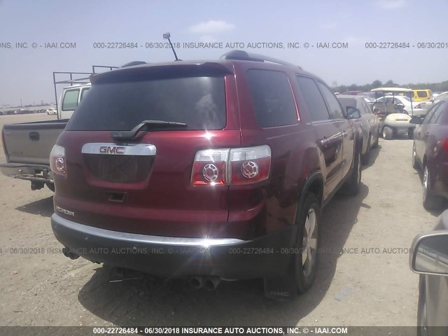 1GKLRMED7AJ139726 - 2010 GMC ACADIA SLT-1 RED photo 4