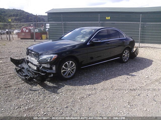 55SWF4KB4FU058880 - 2015 MERCEDES-BENZ C 300 4MATIC BLACK photo 2