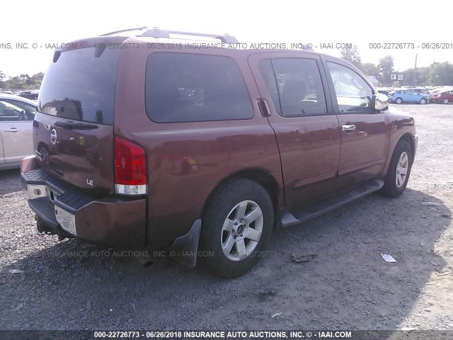 5N1AA08B64N715103 - 2004 NISSAN ARMADA SE/LE BURGUNDY photo 4