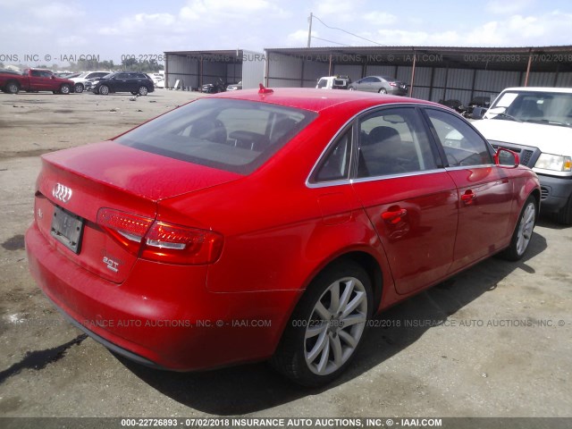 WAUFFAFL3DA143005 - 2013 AUDI A4 PREMIUM PLUS RED photo 4