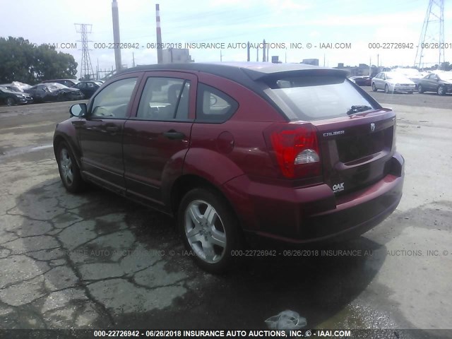 1B3HB48B67D321622 - 2007 DODGE CALIBER SXT MAROON photo 3