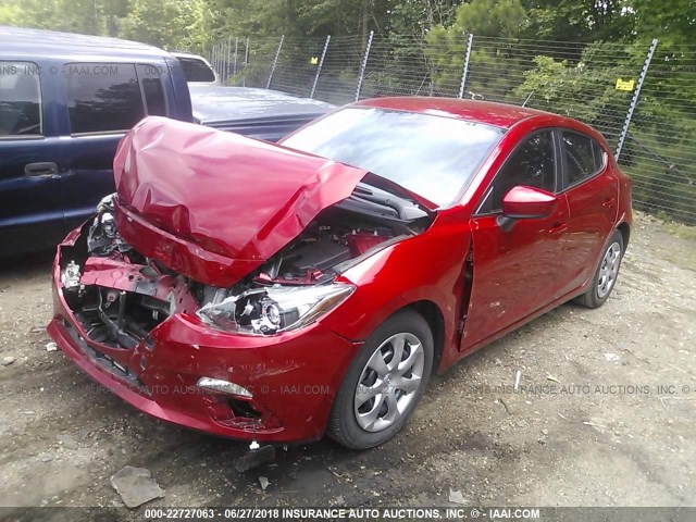 JM1BM1J71G1316798 - 2016 MAZDA 3 SPORT RED photo 2