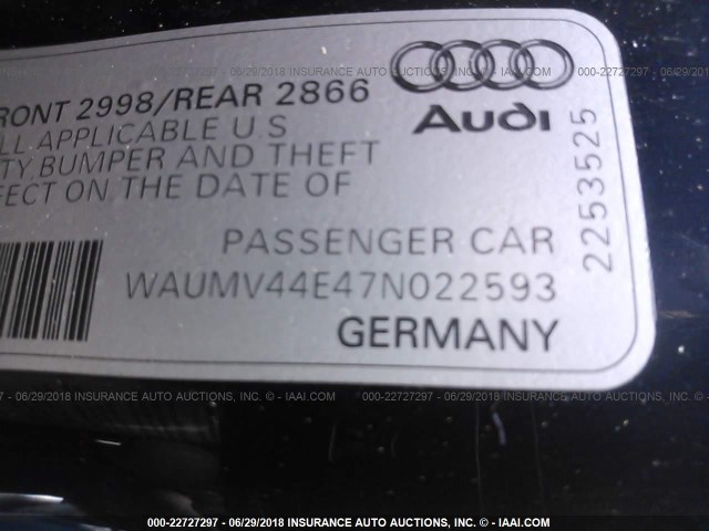 WAUMV44E47N022593 - 2007 AUDI A8 L QUATTRO BLACK photo 9